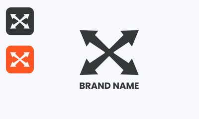 X letter with arrow vector logo, minimalist abstract monogram design for corporate, digital, and creative projects