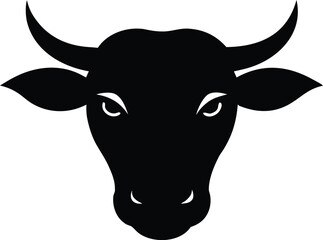 Minimalist Bull Head Silhouette, Bull Head Silhouette Vector - Strength, Power, and Financial Market Symbol