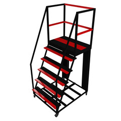 3D Black and Red Metal Ladders - Four Models