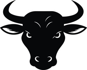 Minimalist Bull Head Silhouette, Bull Head Silhouette Vector - Strength, Power, and Financial Market Symbol