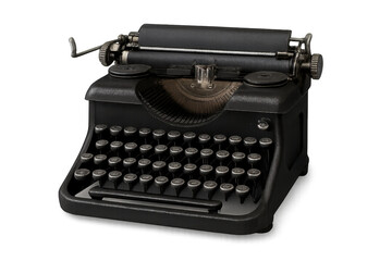 Black vintage manual typewriter for historical writing concepts