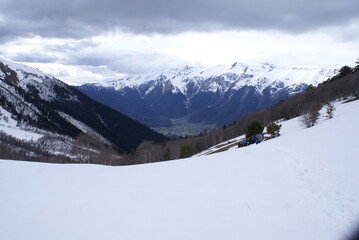snow covered mountains