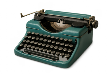 Vintage turquoise typewriter for writing stories and concepts