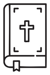 Obraz premium Outline of a religious holy book with cross on cover and bookmark - stock vector