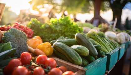 close up of various organic vegetables on display at a local farmer s market