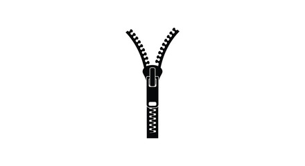 Detailed image of a partially unzipped zipper in black silhouette