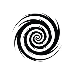 Abstract Black and White Whirlpool Spiral Design on White Background