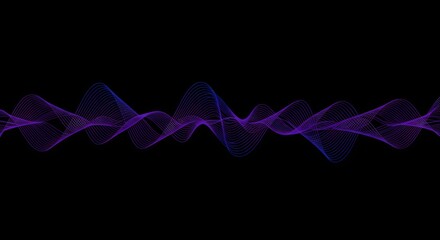 Abstract Blue and Purple Sound Waveform on Black Background