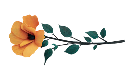 Orange and Teal Flower with Transparent Background
