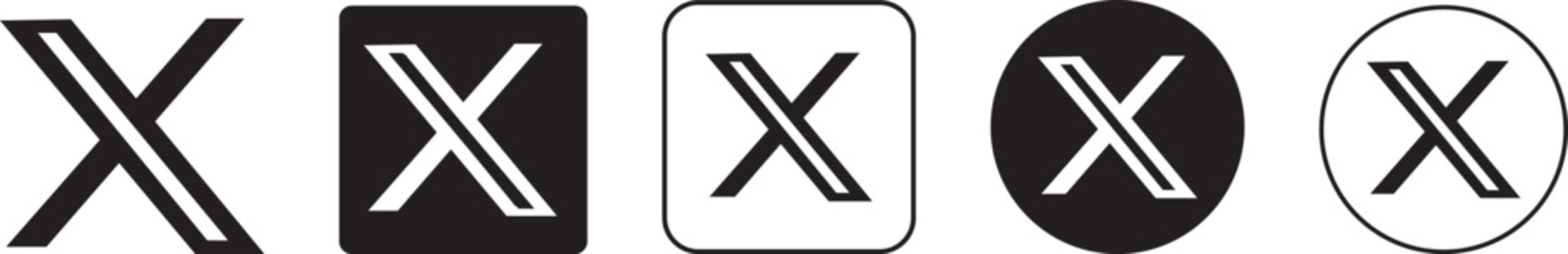 Twitter x new black logo degin,twitter x icon set.realistic social media logos set one white background