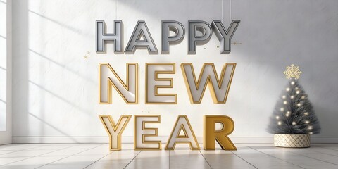 Happy New Year 3D Greeting