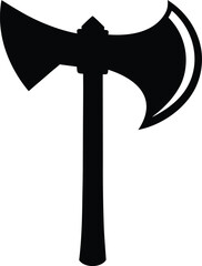 Black Axe Silhouette, Axe Icon Vector, Minimalist Axe Vector Silhouette, Axe Silhouette Flat Illustration.