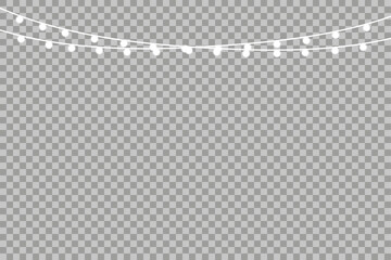 Festive String Lights Garland on Transparent Background