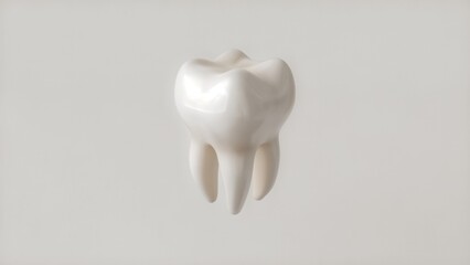 3D white clean shiny healthy tooth turnaround CG render isolated on grey background 4k high-quality realistic anatomic 