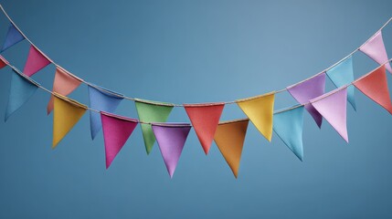 colorful triangular flags arranged in a festive garland display
