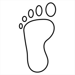 Simple Outline Of A Human Footprint With Toes On White Background sole