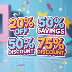 Bright discount sticker pack for sales and promotions