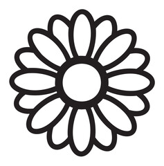 Simple black and white line art of a daisy flower - stock vector