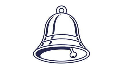 Dark blue outline of a bell on a white background ringing