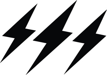 Lightning Bolt Icon Set. Electric Power, Energy, and Thunder Symbols.