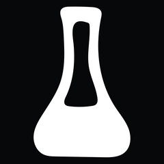 White Silhouette Of A Laboratory Flask On A Black Background science experiment