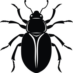 Beetle Silhouette. Black Vector Insect Illustration on White. Beetle Insect Outline. Black Vector Silhouette Icon.