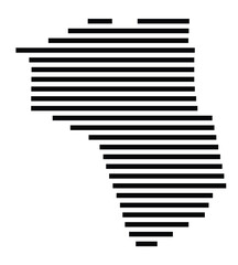 Symbol Map of the city Ladenburg (Baden-Württemberg, Germany) showing the area of the city with just a few black horizontal lines