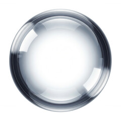 Clear glass sphere with metallic rim isolated on a transparent background image