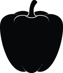 Black Bell Pepper Clipart. Vegetable Silhouette Vector Icon. Bell Pepper Outline. Simple Black Vector Illustration.