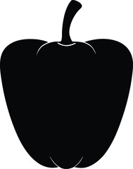 Bell Pepper Silhouette. Black Vector Vegetable Clipart on White. Minimalist Bell Pepper. Simple Black Silhouette Vector Art.