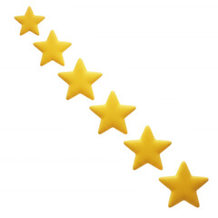Yellow stars arranged diagonally against black isolated on a transparent background shapes objects