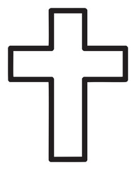 Obraz premium Simple black outline of a christian cross on white background - stock vector