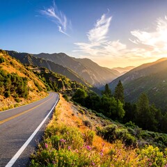 Scenic mountain road at sunset (2)