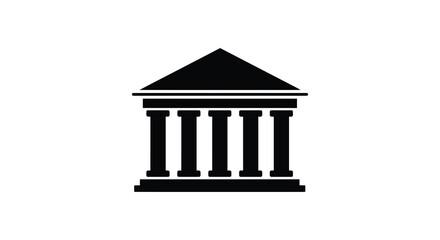 Classic building with prominent columns a stark black silhouette