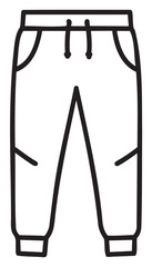 Outline icon of casual jogger sweatpants with drawstring and pockets - stock vector