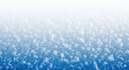 Close up macro shot of fresh white snow crystals glistening under soft light during winter season