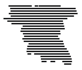 Symbol Map of the city Taufkirchen (Bayern, Germany) showing the area of the city with just a few black horizontal lines