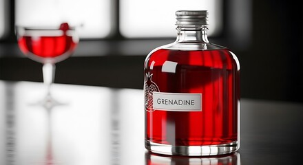 Red Drink Bottle and Glass.