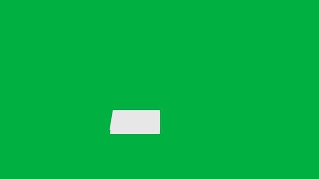 animated white paper A5 size folded in half vertical and horizontal, animation video isolated on alpha channel(transparent) background.
