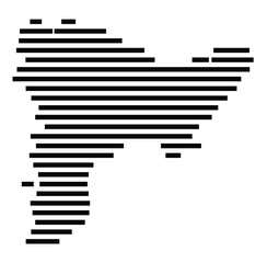 Symbol Map of the city Wasserburg a.Inn (Bayern, Germany) showing the area of the city with just a few black horizontal lines