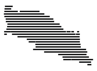 Symbol Map of the city Weilheim i.OB (Bayern, Germany) showing the area of the city with just a few black horizontal lines