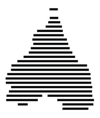 Symbol Map of the city Wolfratshausen (Bayern, Germany) showing the area of the city with just a few black horizontal lines