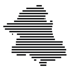 Symbol Map of the city Angermünde (Brandenburg, Germany) showing the area of the city with just a few black horizontal lines