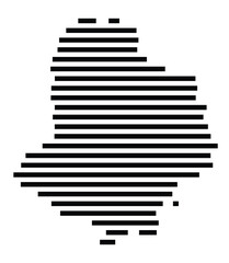 Symbol Map of the city Wolnzach (Bayern, Germany) showing the area of the city with just a few black horizontal lines