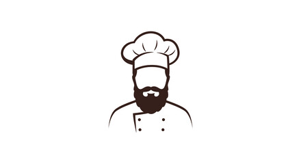 Stylized chef head with beard and hat a dark graphic silhouette