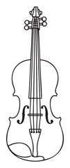 Fototapeta premium Black and white outline of a violin for coloring or design use - stock vector