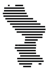 Symbol Map of the city Oebisfelde-Weferlingen (Sachsen-Anhalt, Germany) showing the area of the city with just a few black horizontal lines