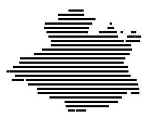 Symbol Map of the city Möckern (Sachsen-Anhalt, Germany) showing the area of the city with just a few black horizontal lines