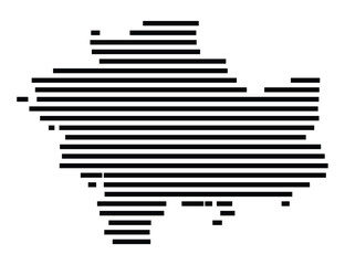 Symbol Map of the city Muldestausee (Sachsen-Anhalt, Germany) showing the area of the city with just a few black horizontal lines