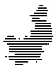Symbol Map of the city Thale (Sachsen-Anhalt, Germany) showing the area of the city with just a few black horizontal lines